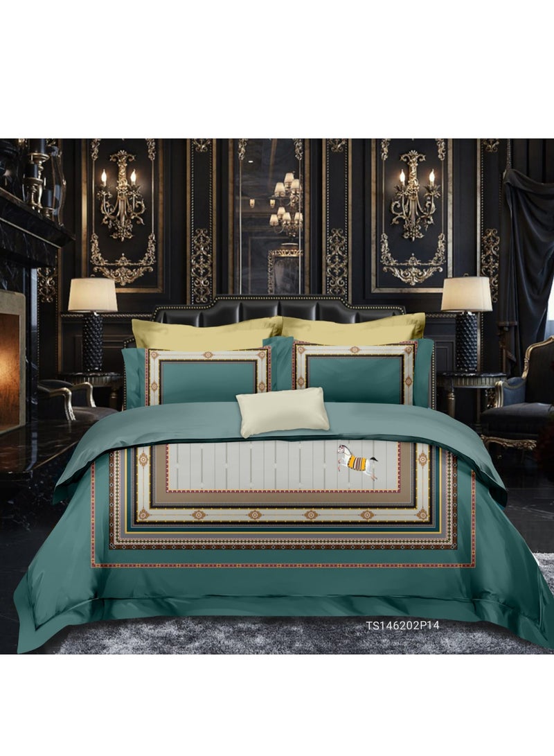 طقم مفروشات سرير هوميتوبيا كينج 6 قطع تصميم مطبوع مرسوم يدوياً قماش مرن فاخر ناعم ومتنفس مناسب لغرف التكييف